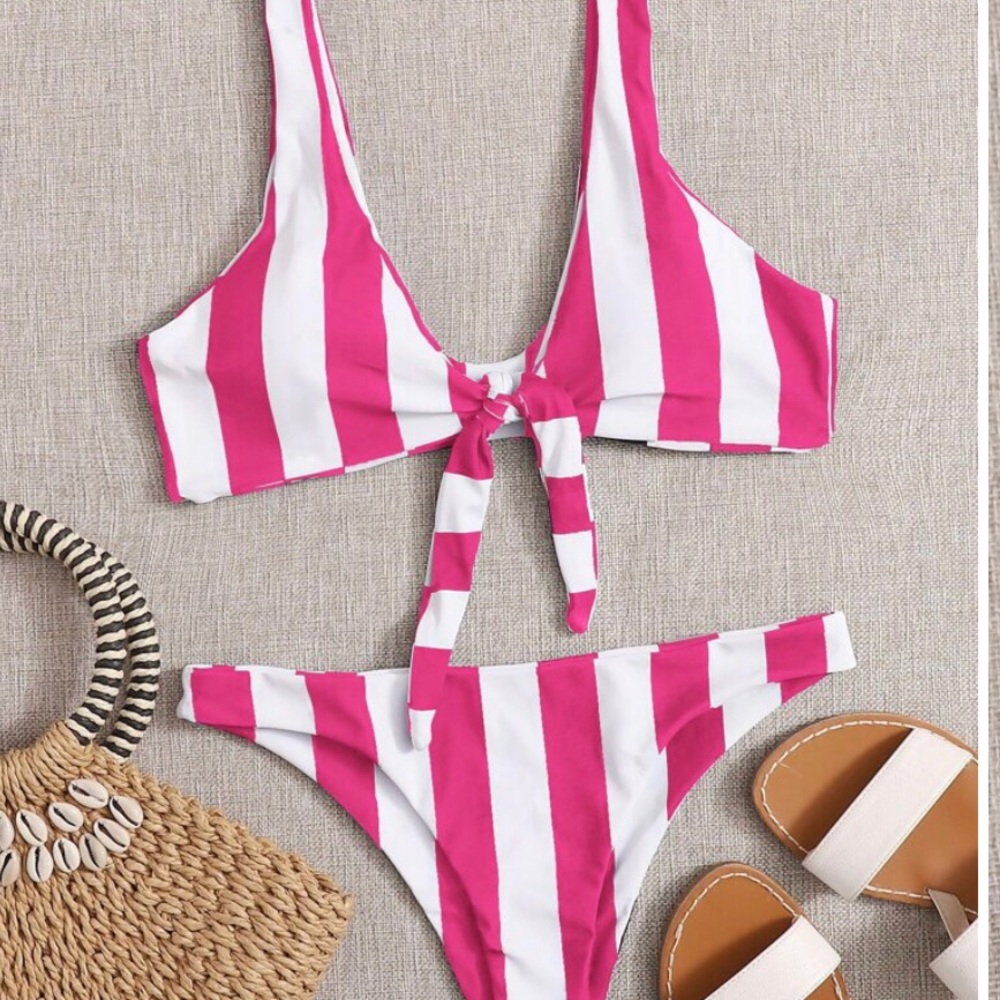 Striped Tie Up Bikini